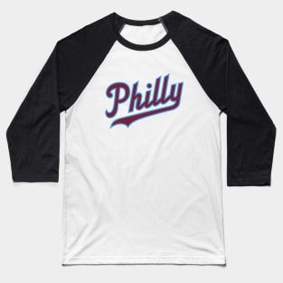 Philly Script - White/Burgundy Baseball T-Shirt